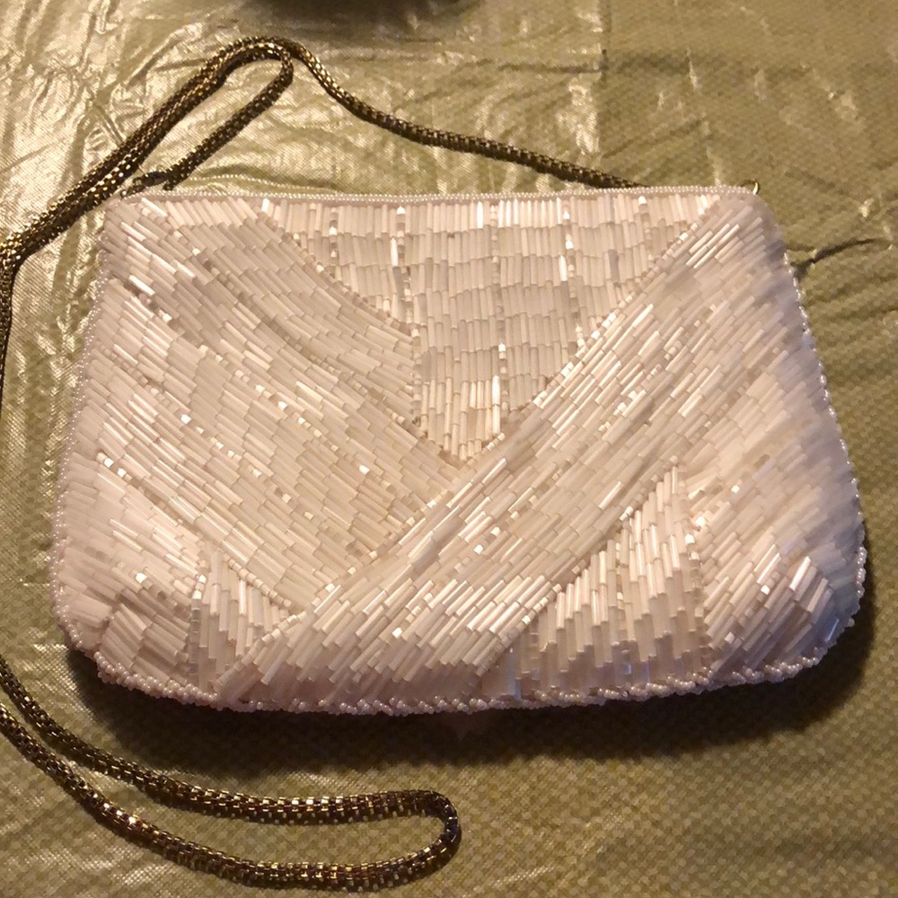 Vtg White Beaded sm Regal Shoulder bag purse